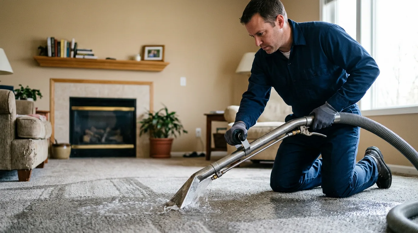 Water damage restoration technician working near Laredo, MO